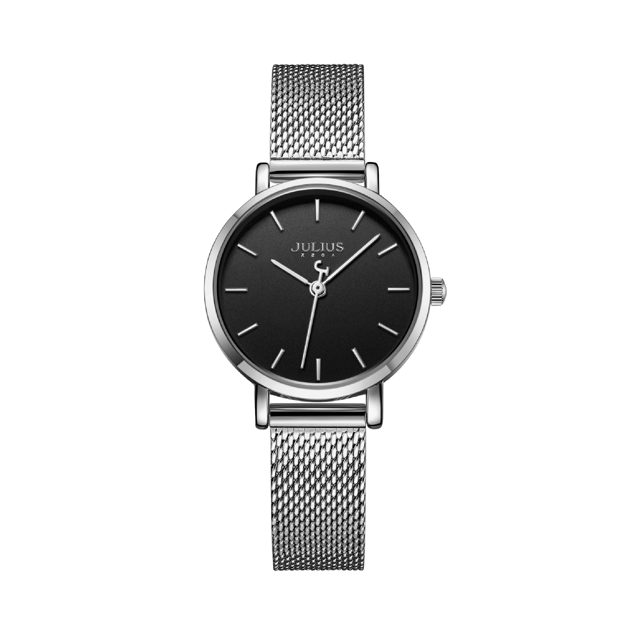 นาฬิกา Julius JA-1164L B สายสแตนเลสถัก สีเงิน