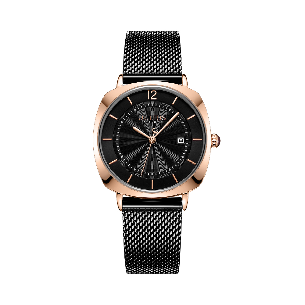 นาฬิกา Julius JA-1190L I สายสแตนเลสถัก สีดำ