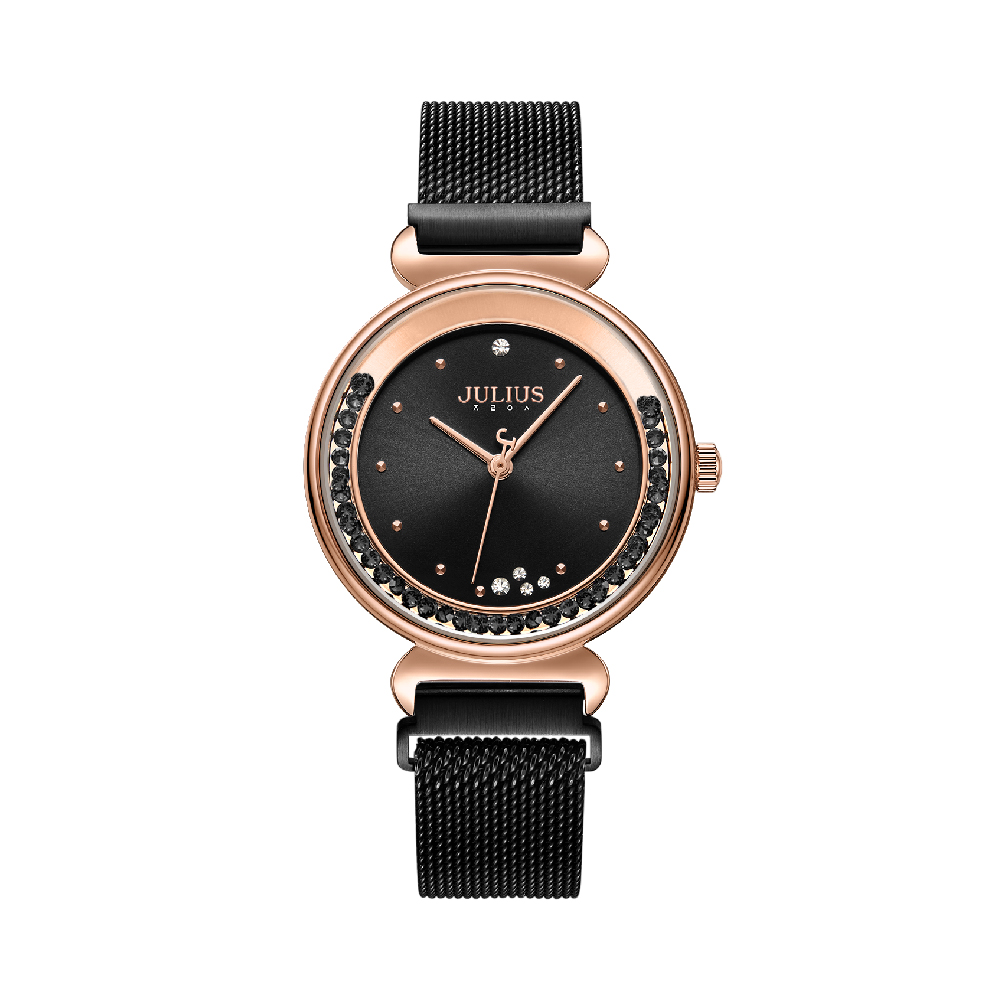 นาฬิกา Julius JA-1224 D สายสแตนเลสถัก สีดำ