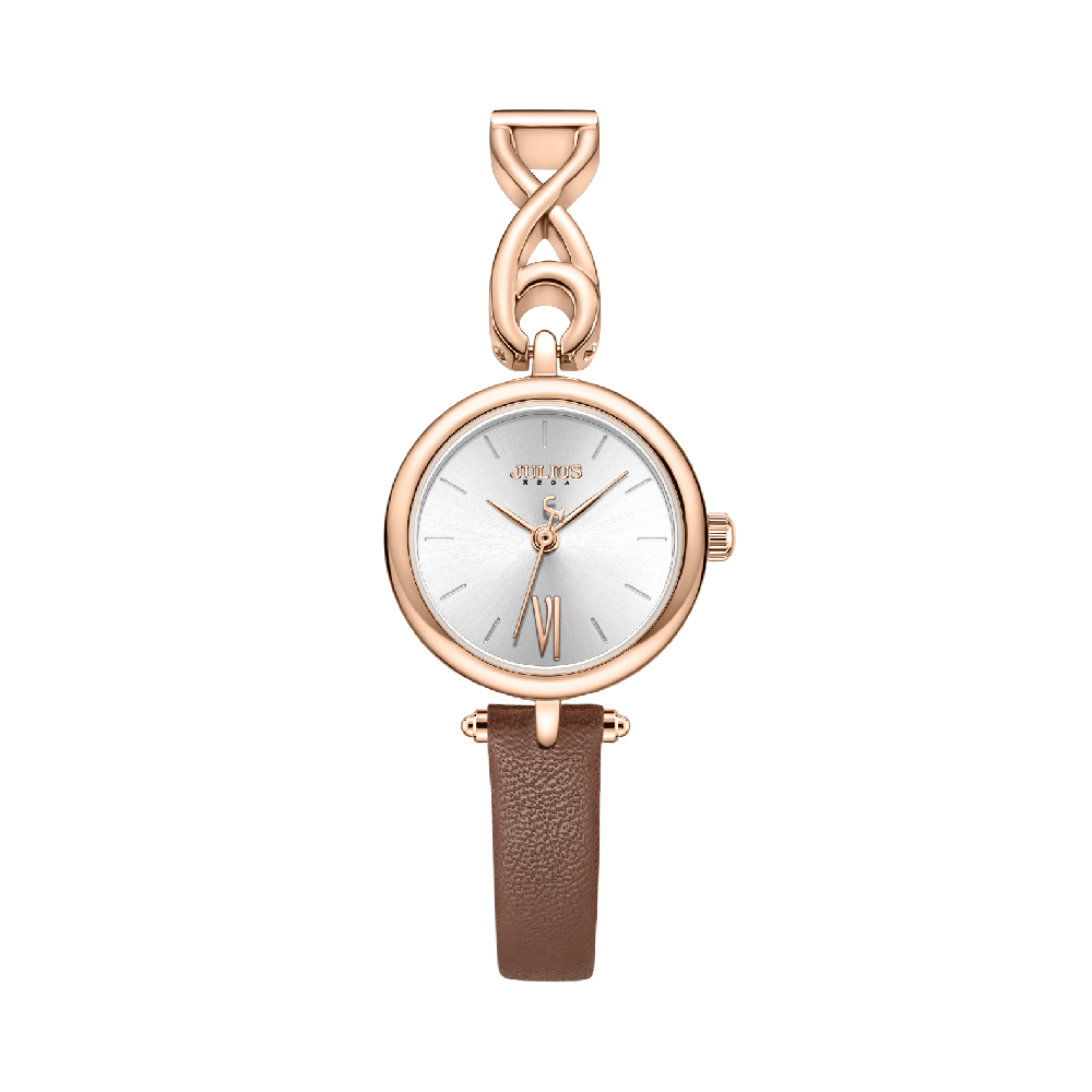 นาฬิกา Julius JA-1351 B สายหนังสีน้ำตาลสลับสแตนเลสสีโรสโกลด์