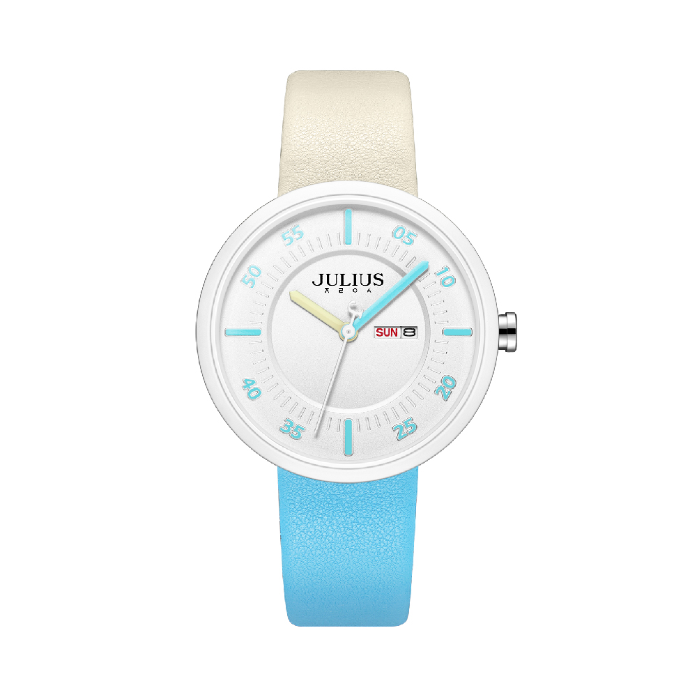 นาฬิกา Julius JA-1492 D สายหนัง สีครีม-ฟ้า