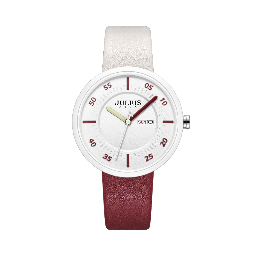 นาฬิกา Julius JA-1492 E สายหนัง สีครีม-แดง