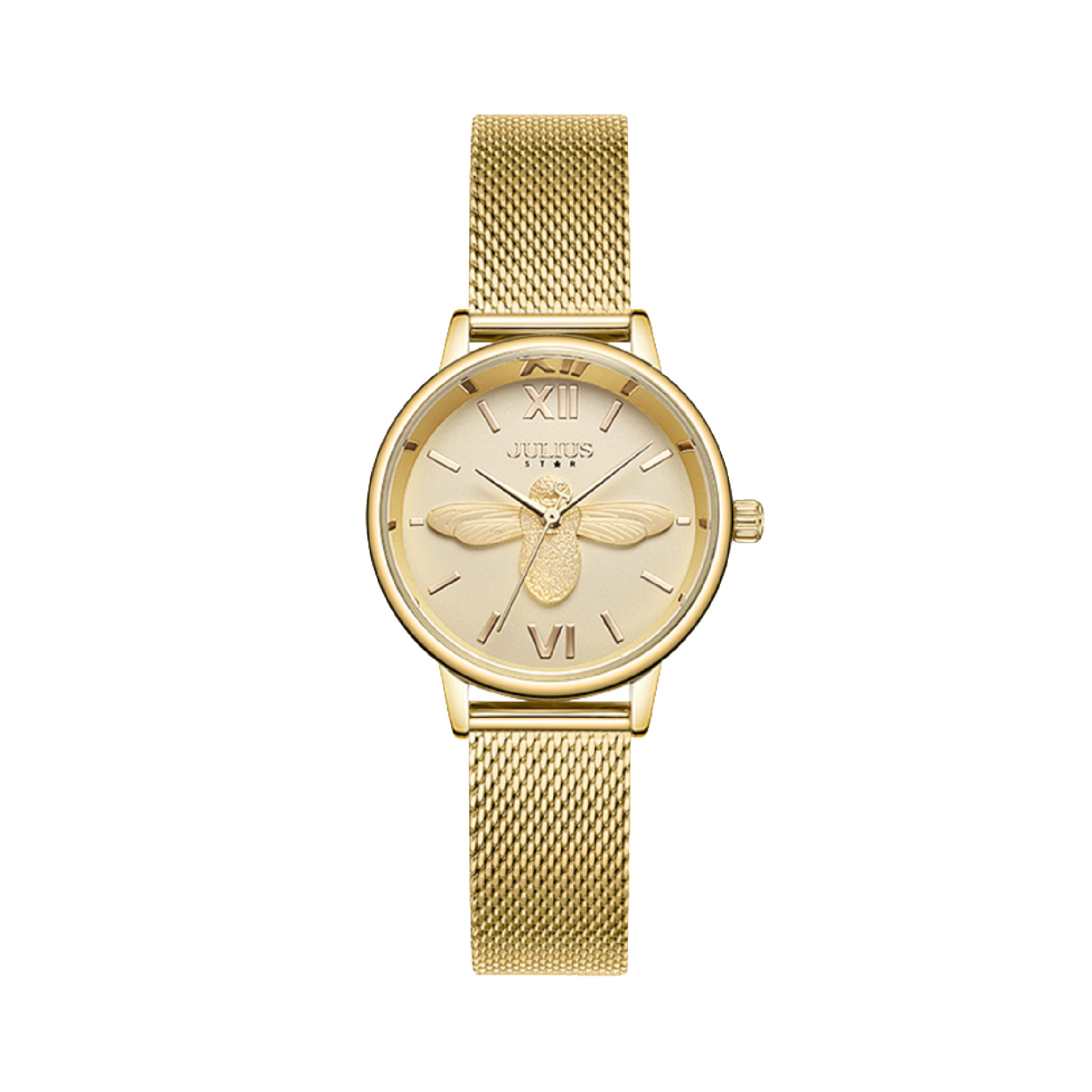 นาฬิกา Julius JS-042 D สายสแตนเลสถัก สีทอง